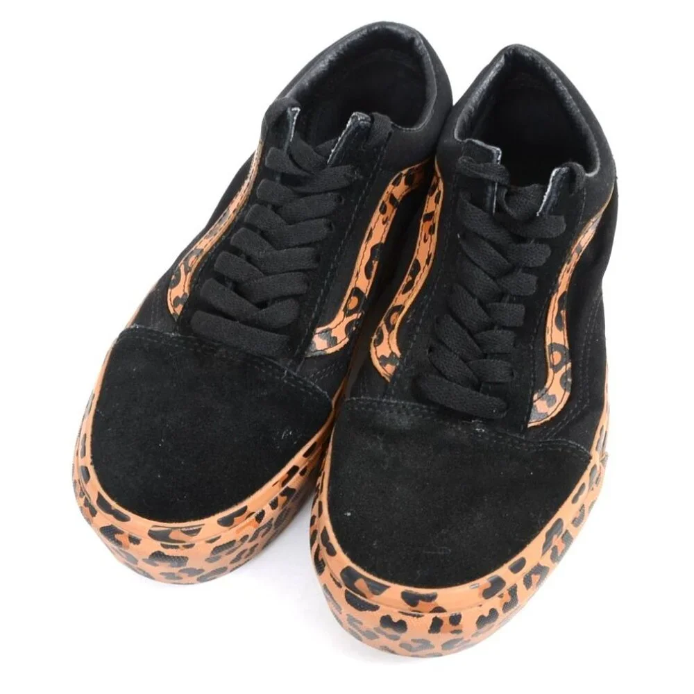 Vans Old Skool Women's 8.5 Men's 7 Platform Leopard Print Trim Low-top Sneakers - Picture 7 of 10